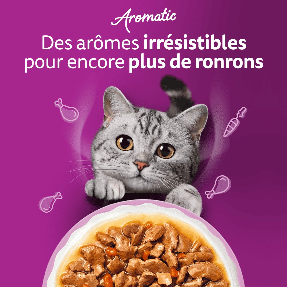 WHISKAS® Sachet Fraîcheur Les Aromatic Selection Fusion des Saveurs Pour Chat Adulte 4 variétés 12 x 85g - 6