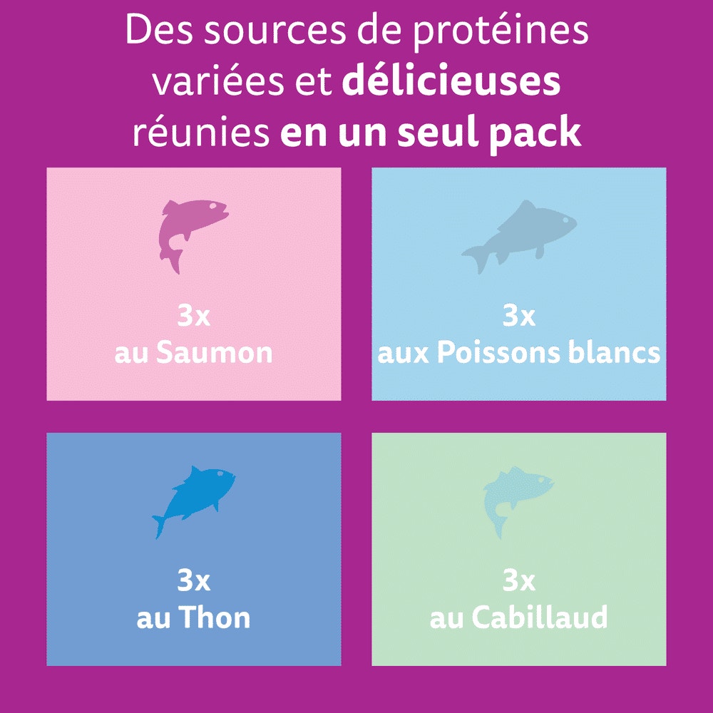 WHISKAS® Sachets Fraîcheur Les Poissons Favoris En Gelée Pour Chat Adulte 4 Variétés 12 & 24 x 85g - 2