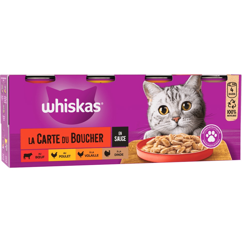 WHISKAS® La Carte Du Boucher En Sauce Pour Chat Adulte 4 Variétés 4 x 400g - 1