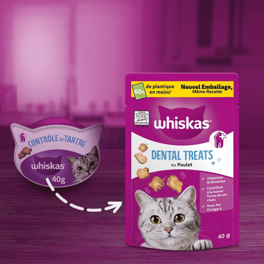 WHISKAS® Dental Treats Au Poulet Friandises Pour Chat Adulte 40g - 6