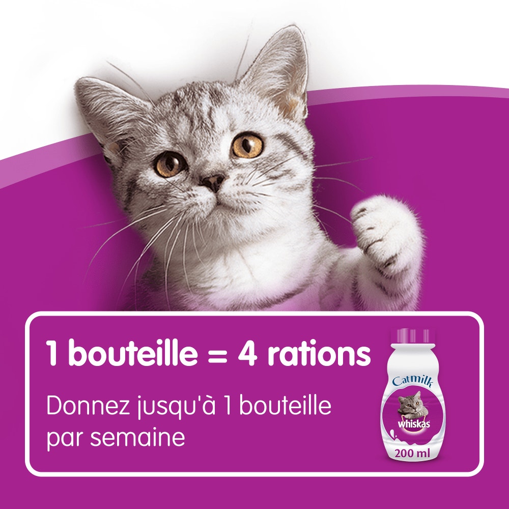 WHISKAS® Lait En Bouteille Pour Chat Adult et Chatons 3 x 200ml - 4