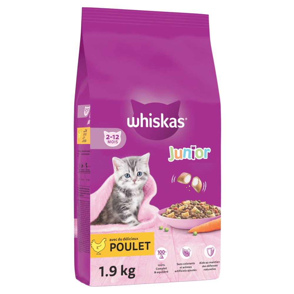 WHISKAS® Junior Croquettes Au Poulet Pour Chaton 1,9kg - 1