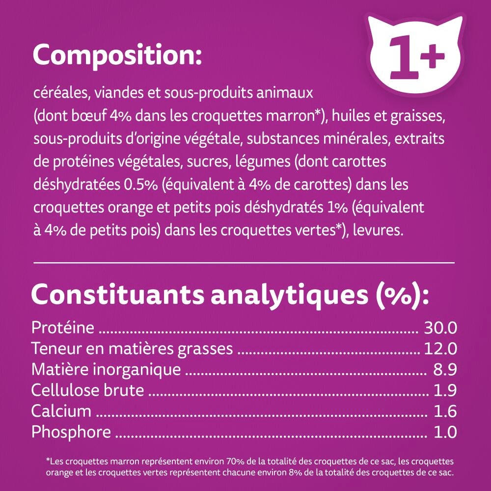 WHISKAS® Croquettes Au Boeuf Pour Chat Adulte 1,9kg & 3,8kg - 2