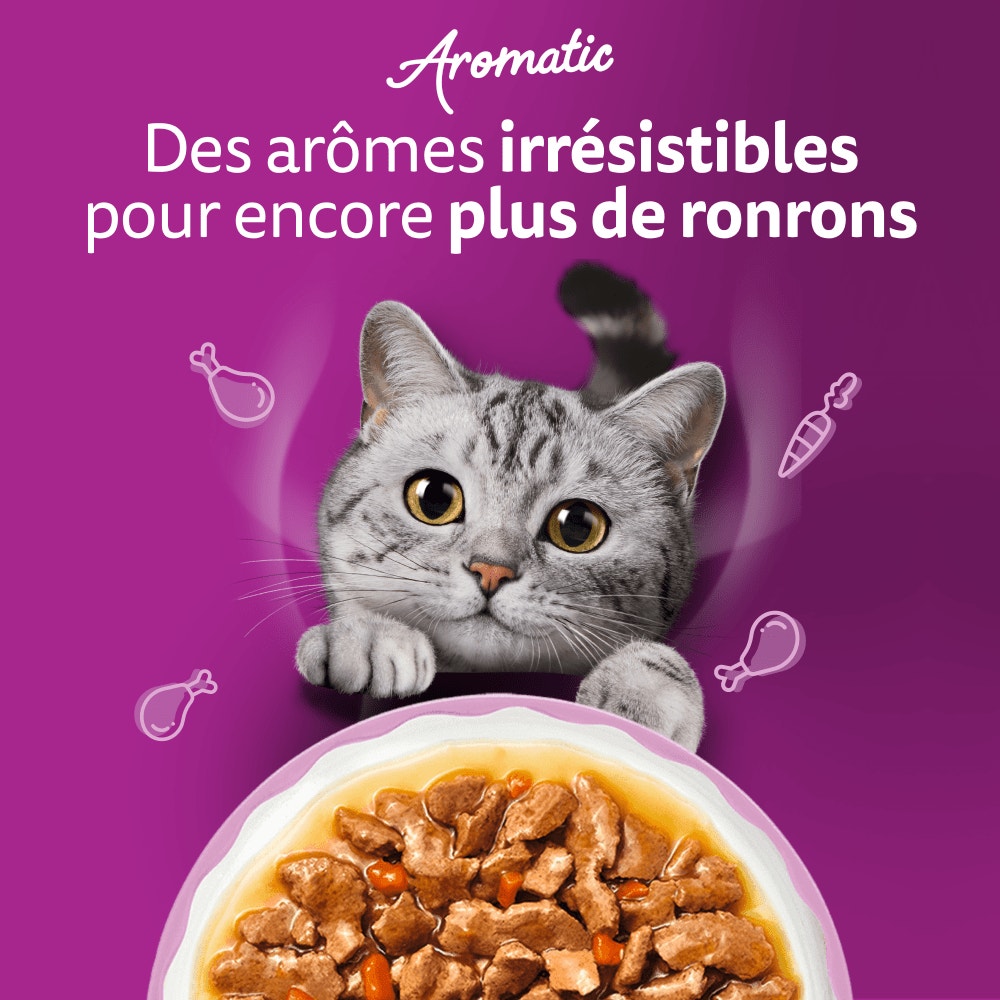 WHISKAS® Sachet Fraîcheur Les Aromatic Selection Fusion des Saveurs Pour Chat Adulte 4 variétés 12 x 85g - 6