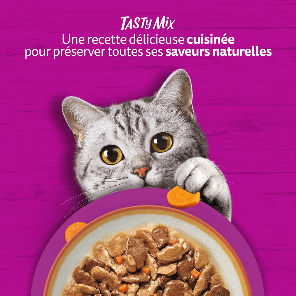 WHISKAS® Tasty Mix Sachets Fraîcheur Recettes De Campagne En Sauce Pour Chat Adulte 4 Variétés 24 x 85g - 6