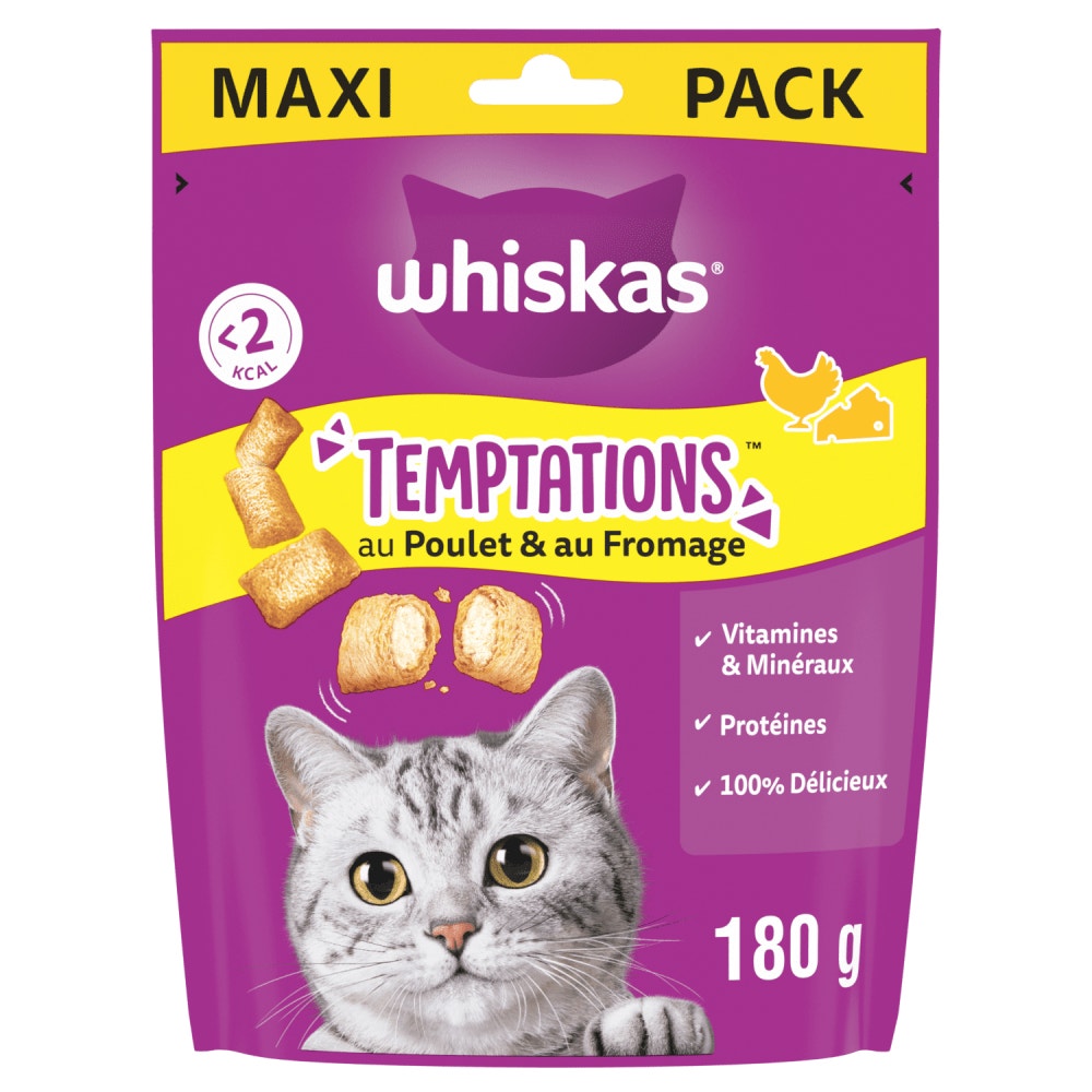 WHISKAS® TEMPTATIONS™ Au Poulet Et Fromage Friandises Pour Chat Adulte 180g - 1