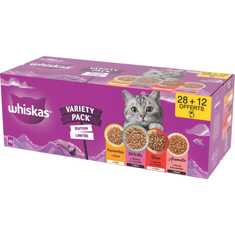 WHISKAS® 1+ Variety pack Sachets Fraîcheur En Sauce Et En Gelée Pour Chat Adulte 40 x 85g - 5