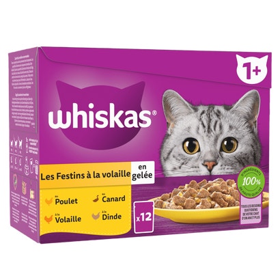Sachets Fraîcheur Les Festins À La Volaille En Gelée Pour Chat Adulte 4 Variétés