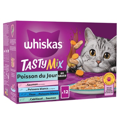 Tasty Mix Sachets Fraîcheur Poisson Du Jour En Sauce Pour Chat Adulte 4 Variétés
