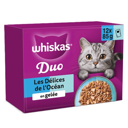 Duo Sachets Fraîcheur Délices de l'Océan En Gelée Pour Chat Adulte 4 Variétés