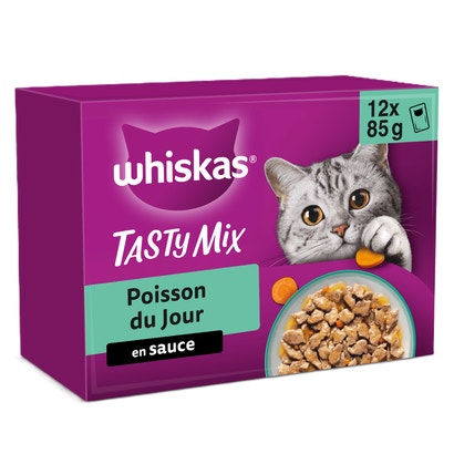 Tasty Mix Sachets Fraîcheur Poisson Du Jour En Sauce Pour Chat Adulte 4 Variétés